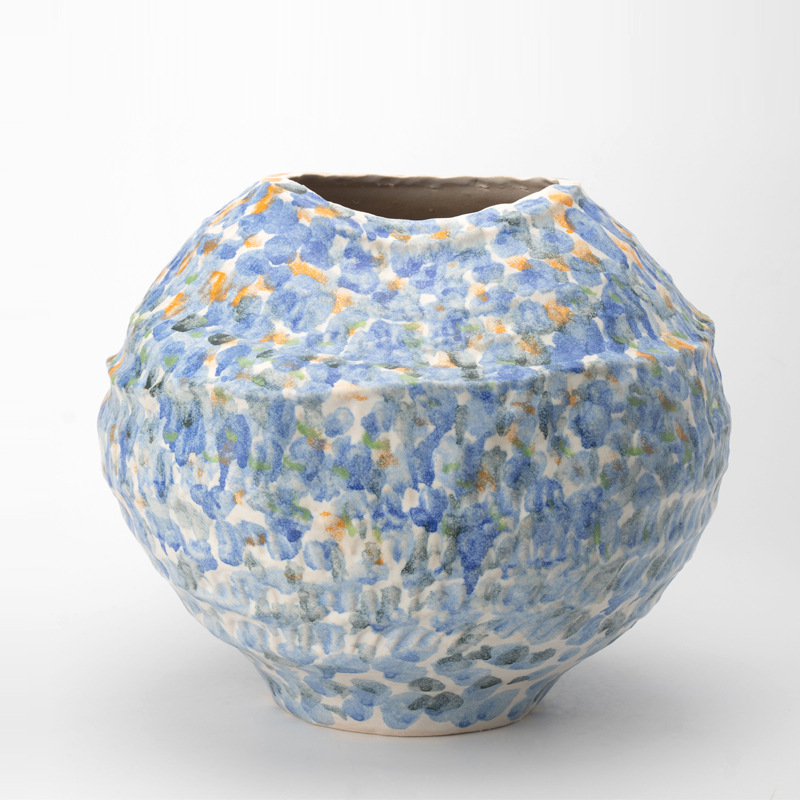 景徳鎮フランス中世法螺貝型手作りセラミック花瓶モデルルーム陶器ポット手描きビッグベリーフラワーアレンジメント装飾品|undefined