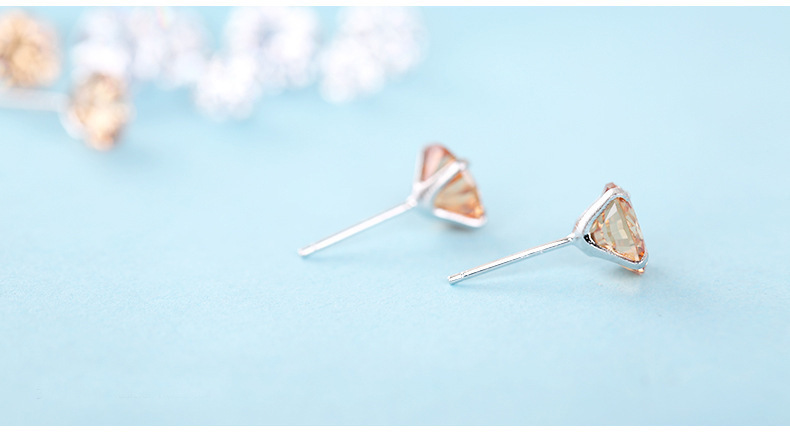 s925纯银四爪水钻耳钉 韩版女韩国小耳饰品 欧美