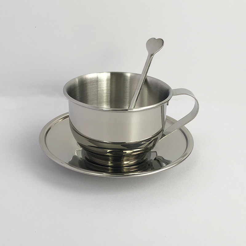 Cross-border European-style Stainless Steel Coffee Cup and Saucer suit English Afternoon Tea Coffee Cup, Saucer and Spoon Three-piece Gift Cup