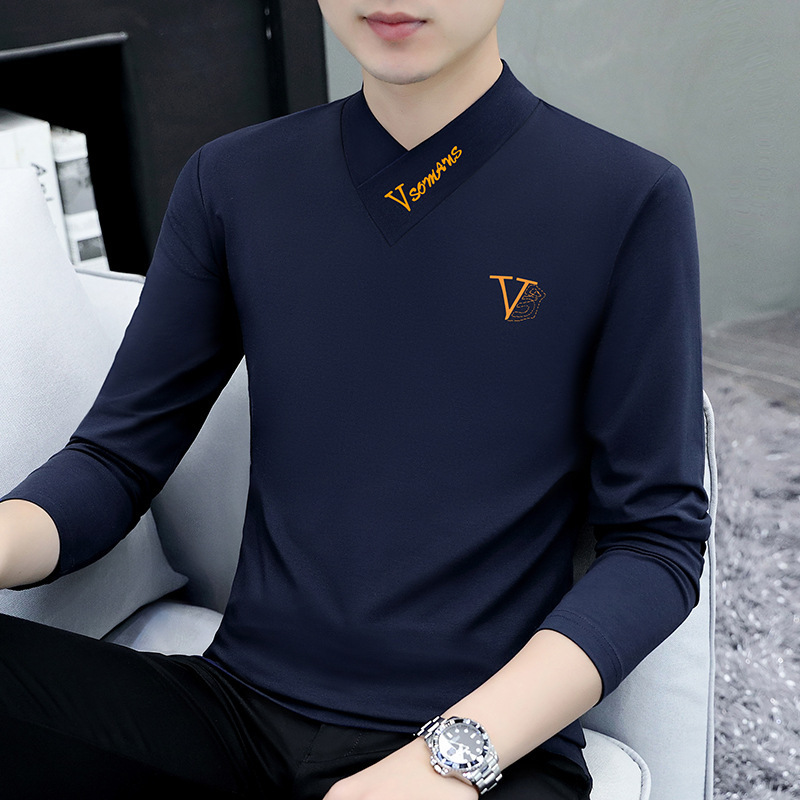 로얄 블루 CV153 슬랜티드 V넥