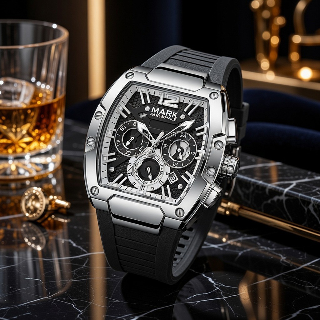 Mark Fairwhale Brand Watch Men's Multi-Functional Six-Pin Waterproof Luminous New Quartz Watch