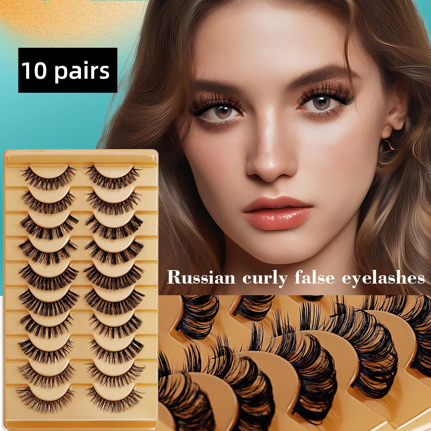 Comercio exterior serie de oro nuevo ruso volumen 10 pares grueso estereoscópico a pelo duro terrier estereoscópico pestañas al por mayor