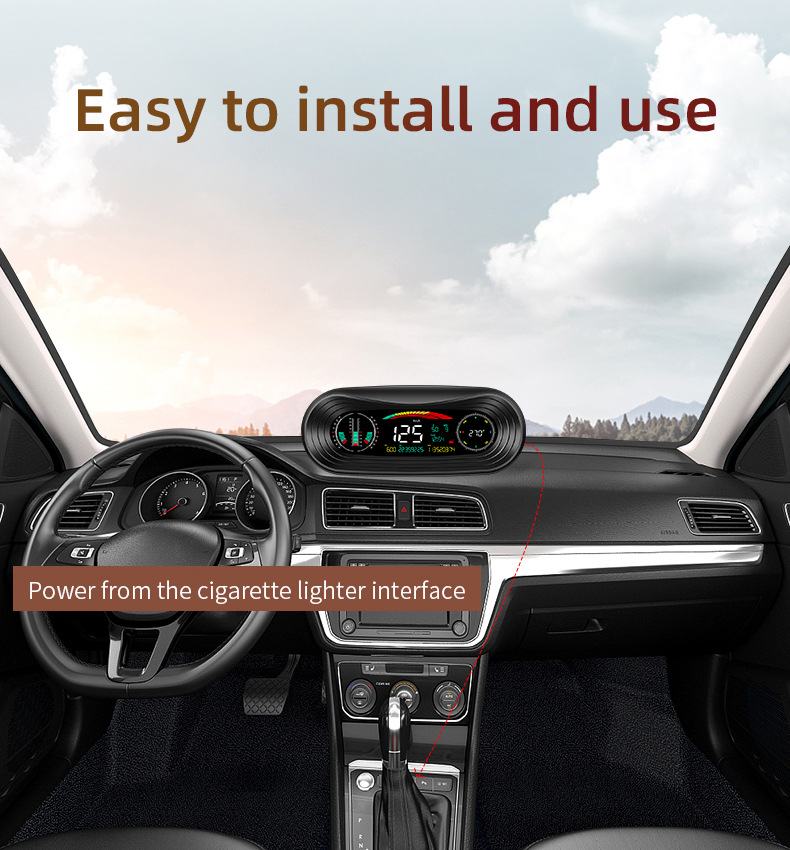 Car Portable Instrument Hud Head-Up Display Color Screen Car-Mounted Hud Portable High-Definition Off-Road Level and Slope Meter