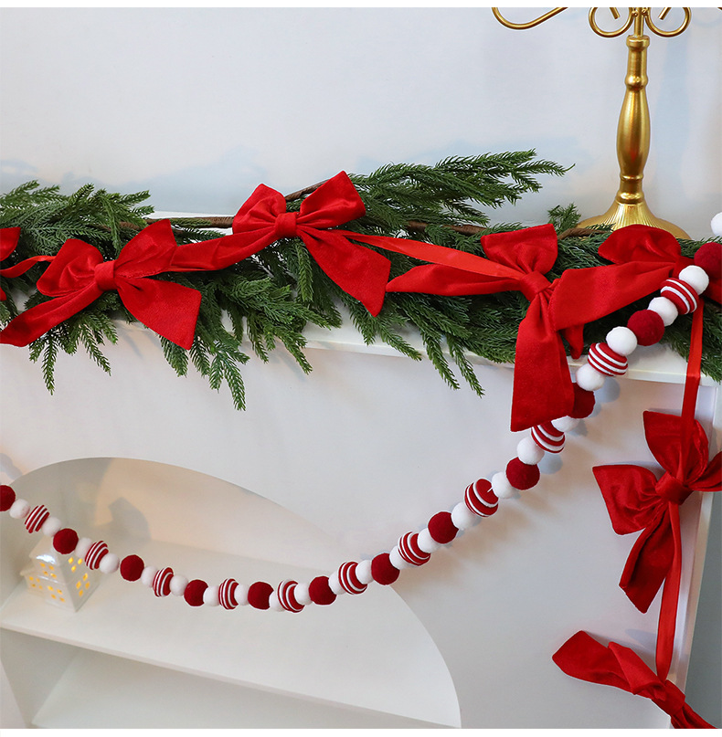 Christmas Bow Bunting Garland – Decorative Holiday Banner For Trees, Windows & Festive Displays_voghion.com