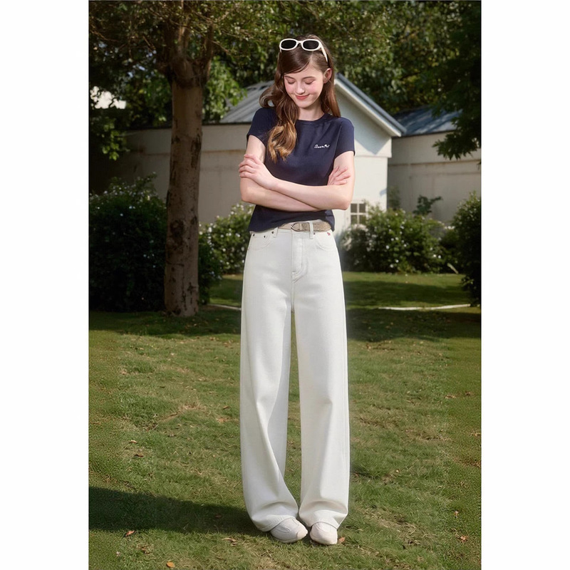 In-Stock Four-Way Stretch 2026 Early Autumn Thin Narrow Version Drapey Wide-Leg Pants Slimming Straight White Jeans for Women In-Stock Four-Way Stretch 2026 Early Autumn Thin Narrow Version Drapey Wide-Leg Pants Slimming Straight White Jeans for Women