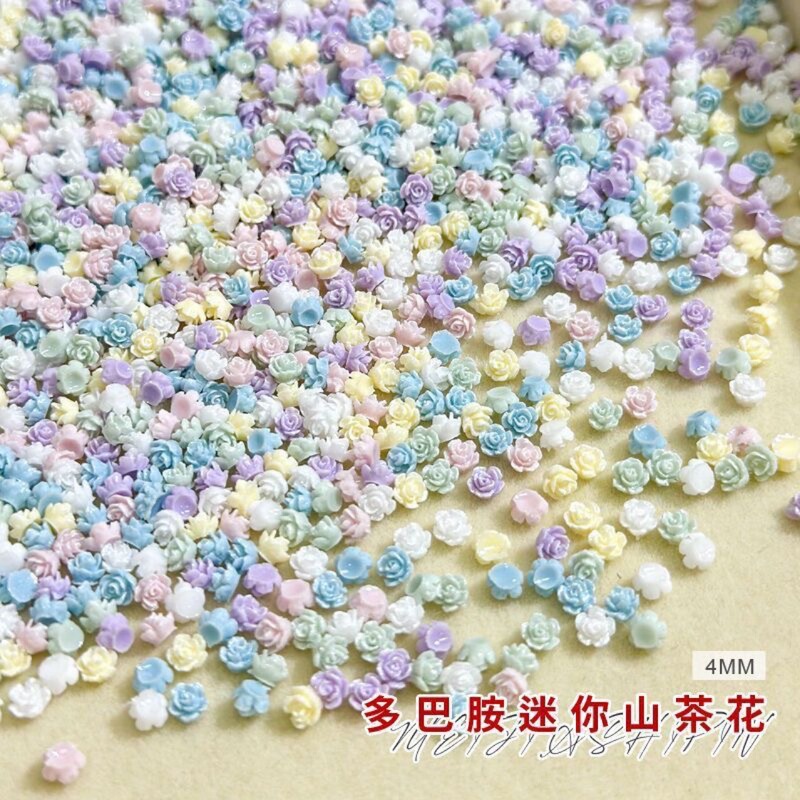 100 Dopamine Pearlescent Mini Camellia Nail Jewelry Candy Color Small Rose Henna Diamond Accessories