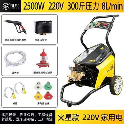 Zhexing Commercial Car Washing Machine 380V High-Pressure Washer for Farm Cleaning 220V High-Power Car Wash Shop Car Washing Gun (Car washing machine) - 10m-water-outlet-pipe-two-phase-25kw-pressure-150kg