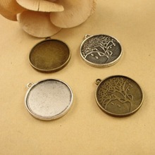 A3531 古青/古银  2.6克 时光宝石底托 树牌底托 20MM 50个/包