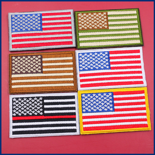 Minghao multi-color American flag cloth patch tactical outdoor backpack Velcro embroidered square armband badge