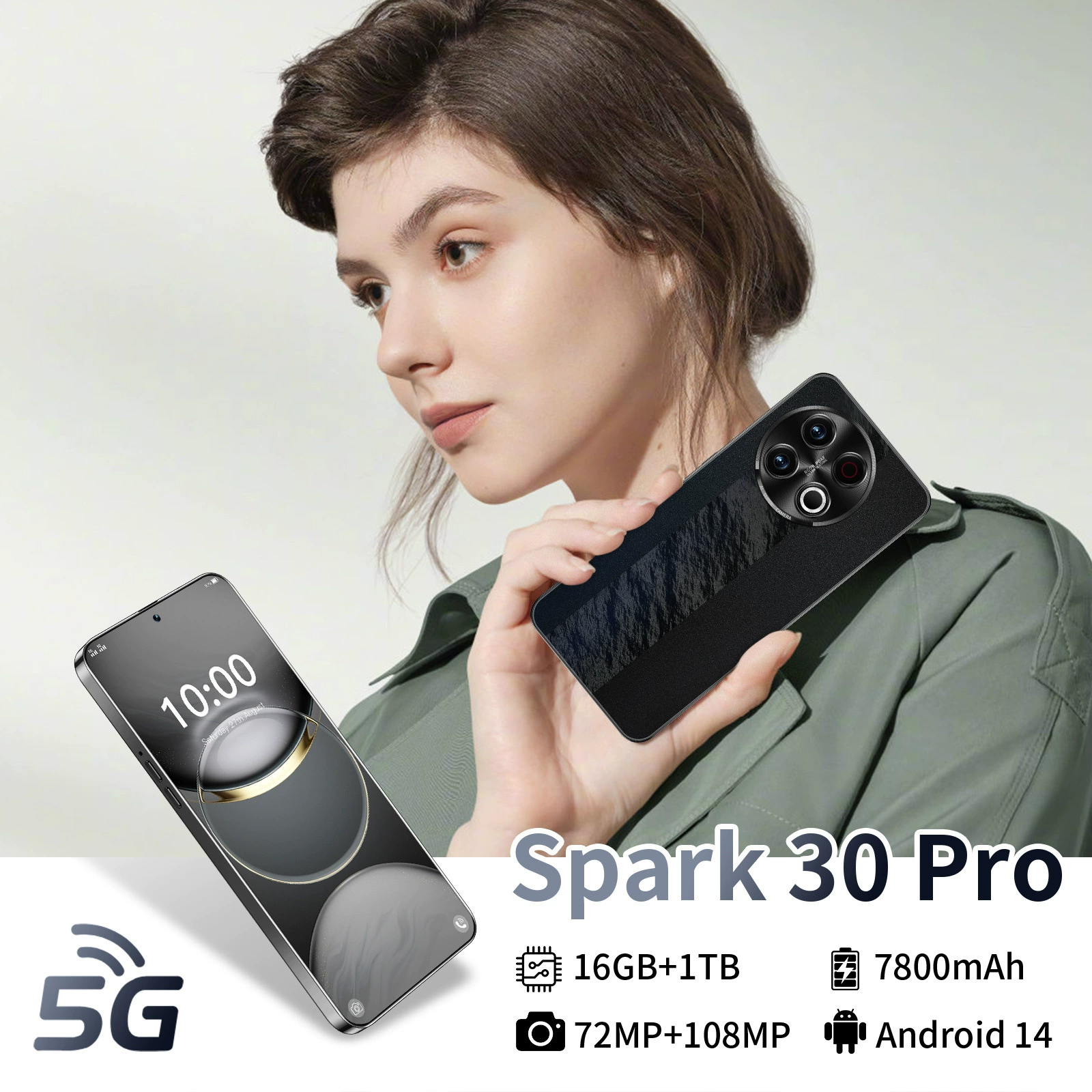 Новый Spark 30 Pro кросс-граничный мобильный телефон 6.6 дюймов с экраном в середине отверстия 2+16ГБ внешний торговый смартфон temu
