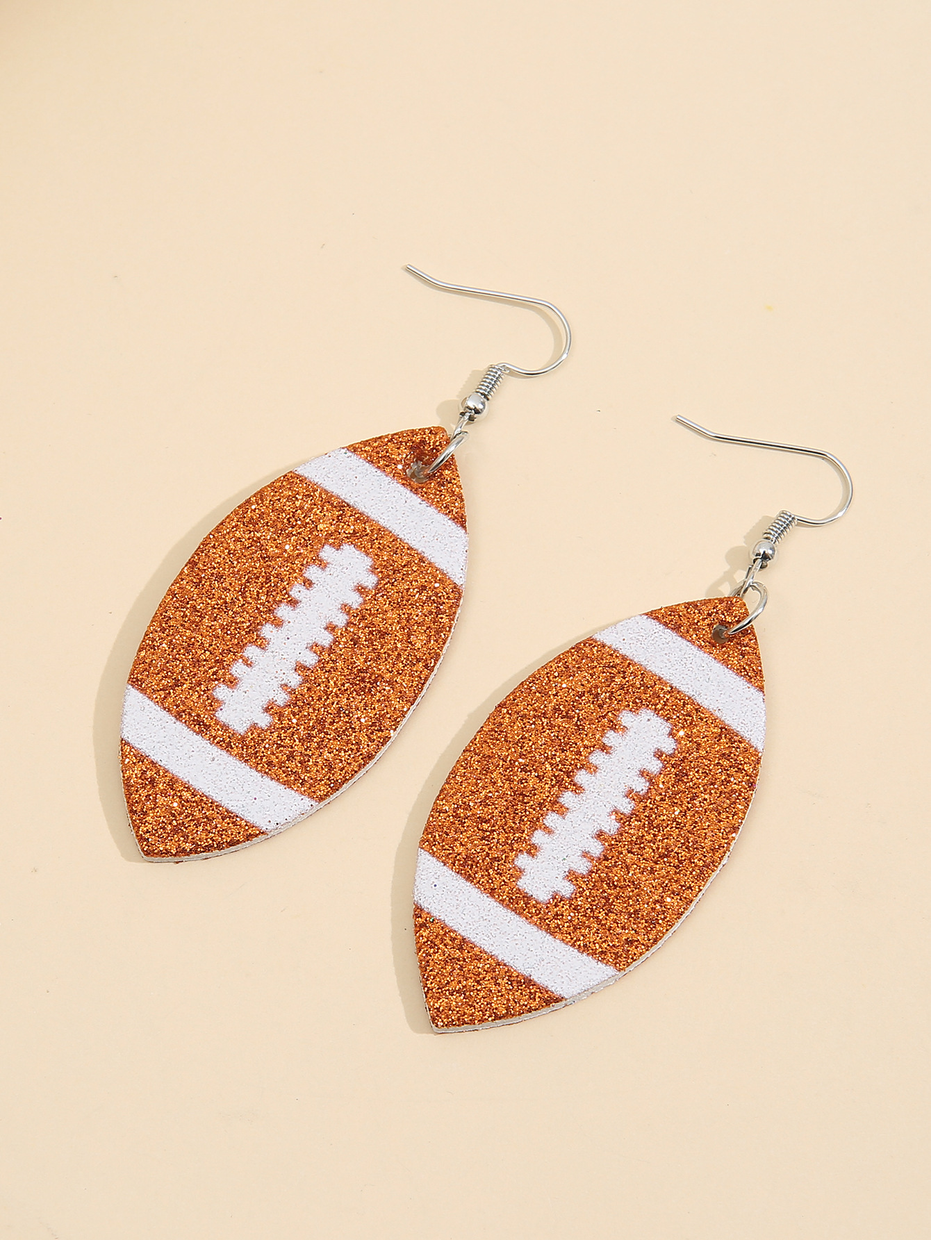 Creative Rugby Sequin Glitter Color Leather Earrings Wholesale Nihaojewelry display picture 11