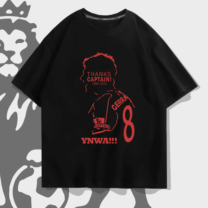 Y football Liverpool Red Army Gerrard No. 8 short-sleeved T-shirt men's and women's cotton loose half-sleeved parent-child Top