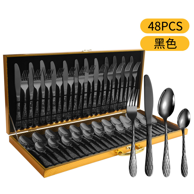 Fuente transfronteriza de cubiertos de acero inoxidable cuchillo y tenedor cuchara set cubiertos de agua set 24 / 36 / 48 piezas set caja de regalo set