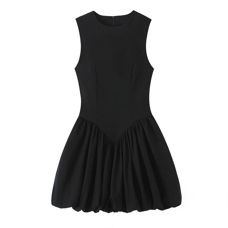 Foreign Trade 2026 Spring New Style European and American Pullover Round Neck Sleeveless Balloon Effect Short Dress 3644152