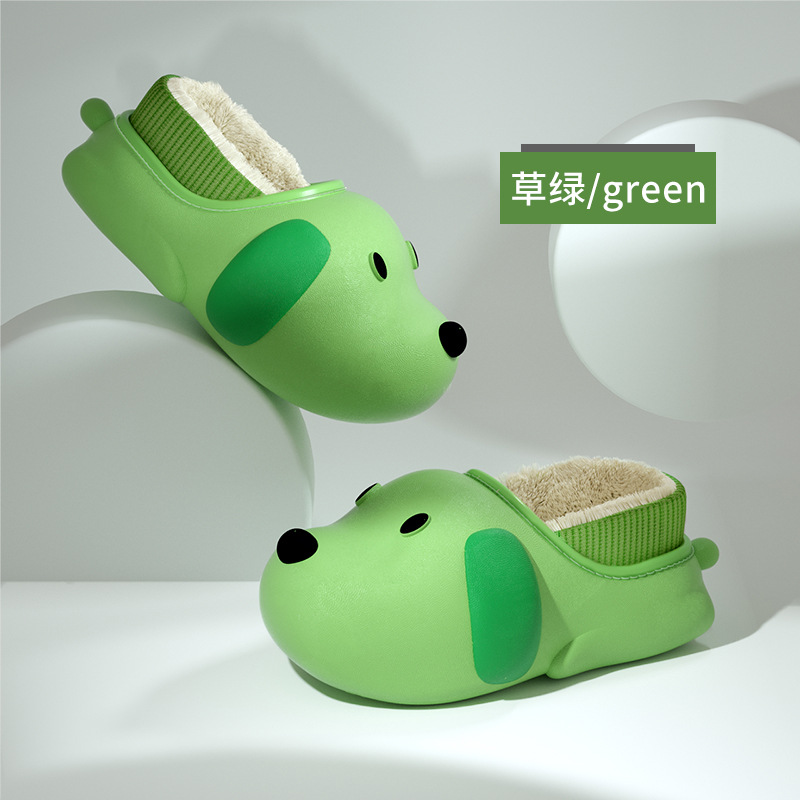 Zapatillas de algodón para niños, suela gruesa de dibujos animados de otoño e invierno interior antideslizante casa Zapatos acolchados de algodón EVA impermeable Generación de cabello