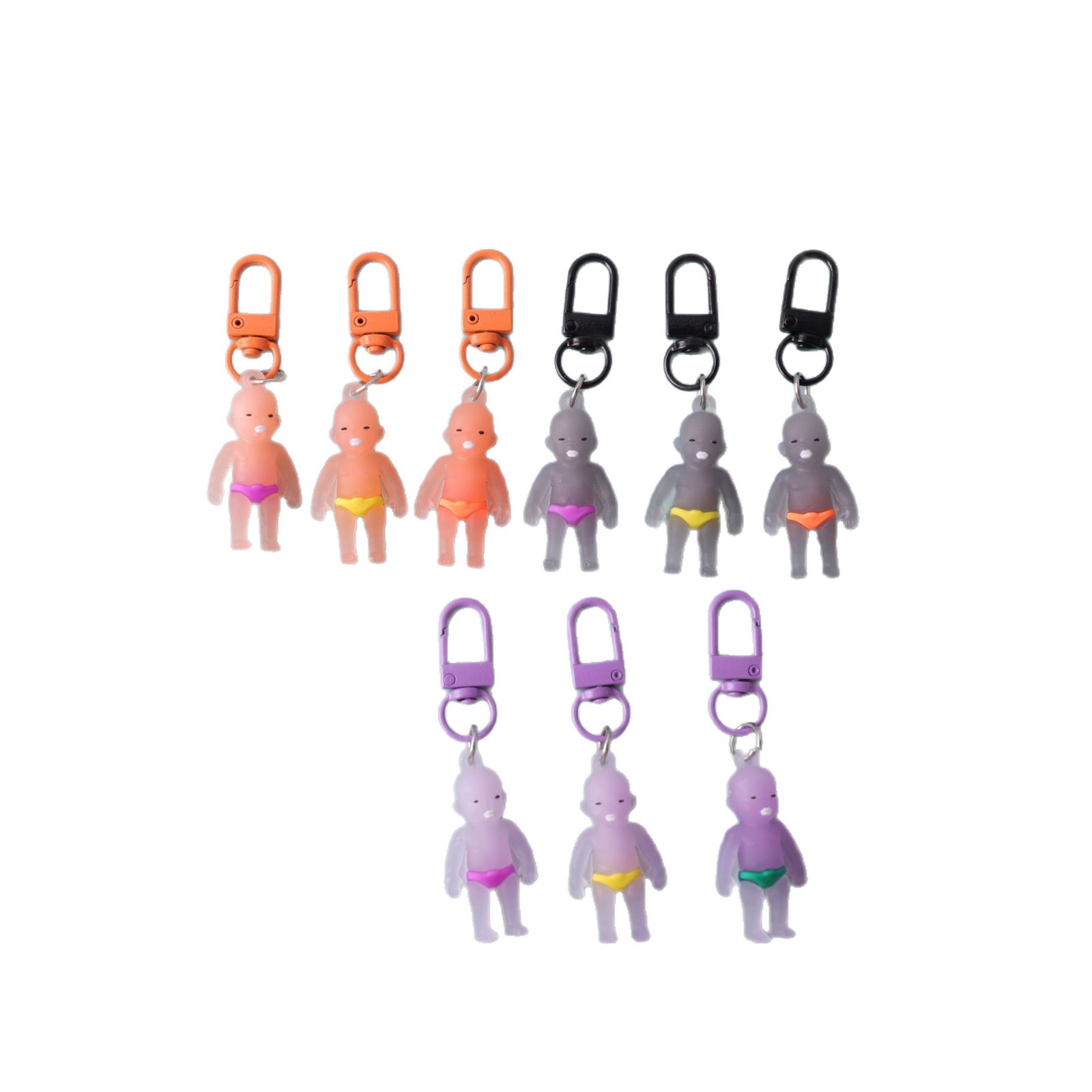 Bloqueo negro Baby decolor llavero colgante de automóvil decolor UV creativo accesorios de muñeca al por mayor