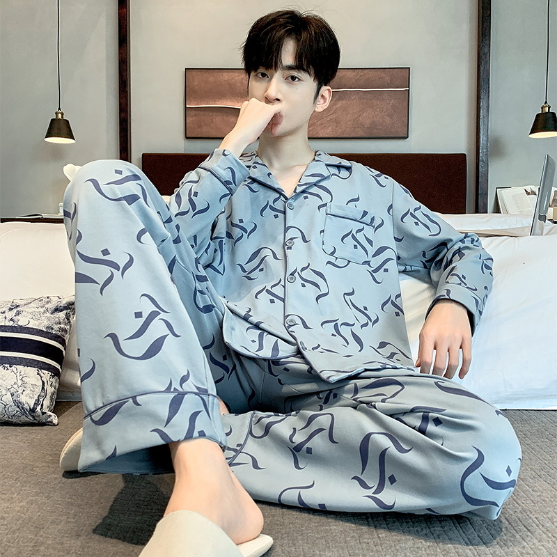 Waffle pijamas hombres de primavera y otoño cardigan manga larga juventud invierno más tamaño vestir prendas exteriores homewear traje