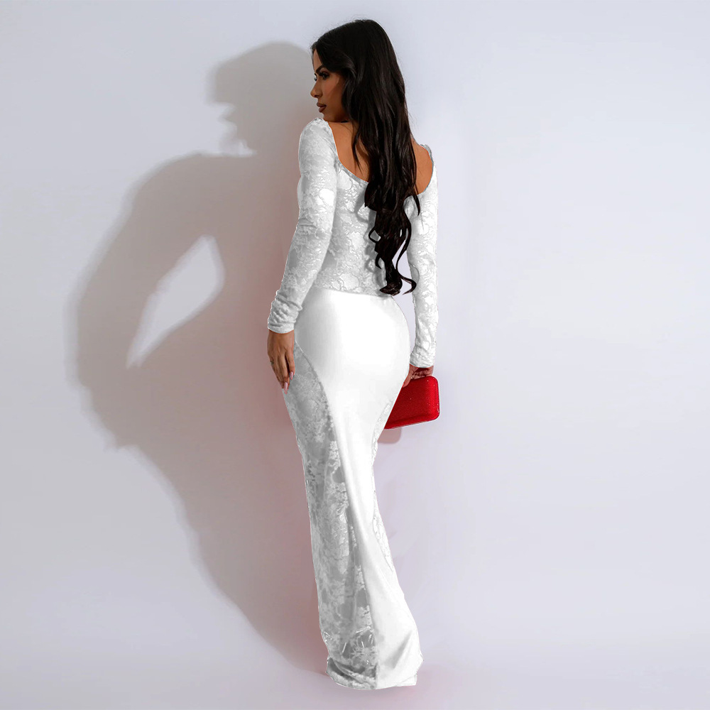 Women's Sheath Dress Elegant Streetwear Square Neck Long Sleeve Solid Color Maxi Long Dress Daily display picture 25