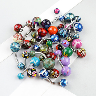 Amazon is dedicated to stainless steel stone navel ring zircon printing navel nail spoon-style body piercing jewelry