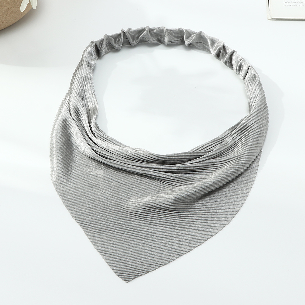 New Solid Color Chiffon Triangle Scarf Headband Simple Elastic Band Headscarf Headwear display picture 3