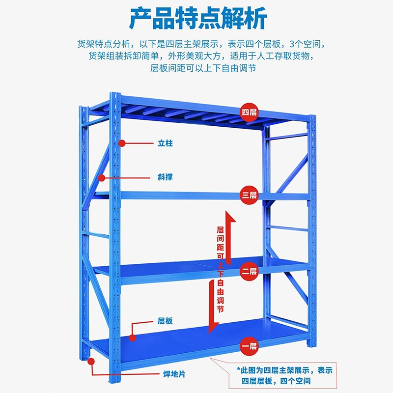 軽量棚中型大型倉庫棚多層倉庫倉庫鉄棚展示棚家庭用棚|undefined