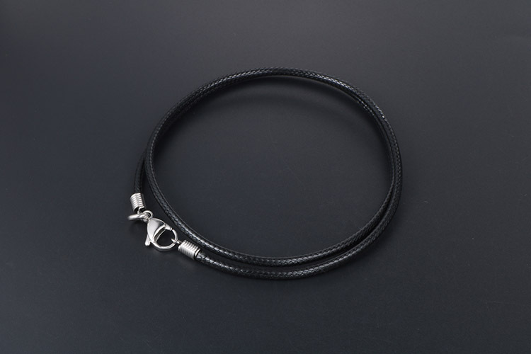 simple titanium steel buckle black braided linen wax rope necklace