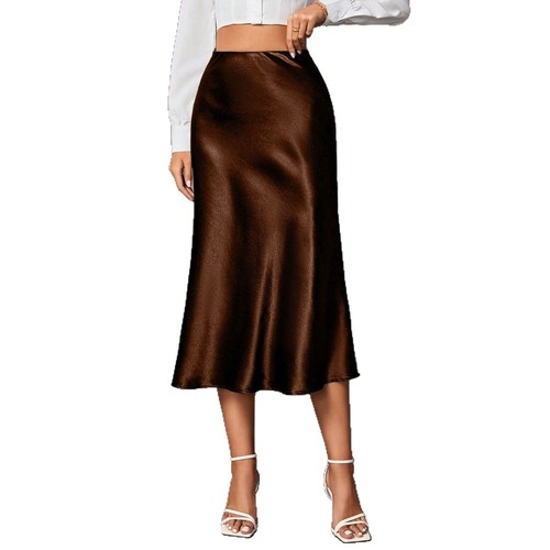 Women's Full-Body Skirt with Satin and Chiffon, High-End, Small Figure, Silk-Like, European and American Style, Cross-Border Women