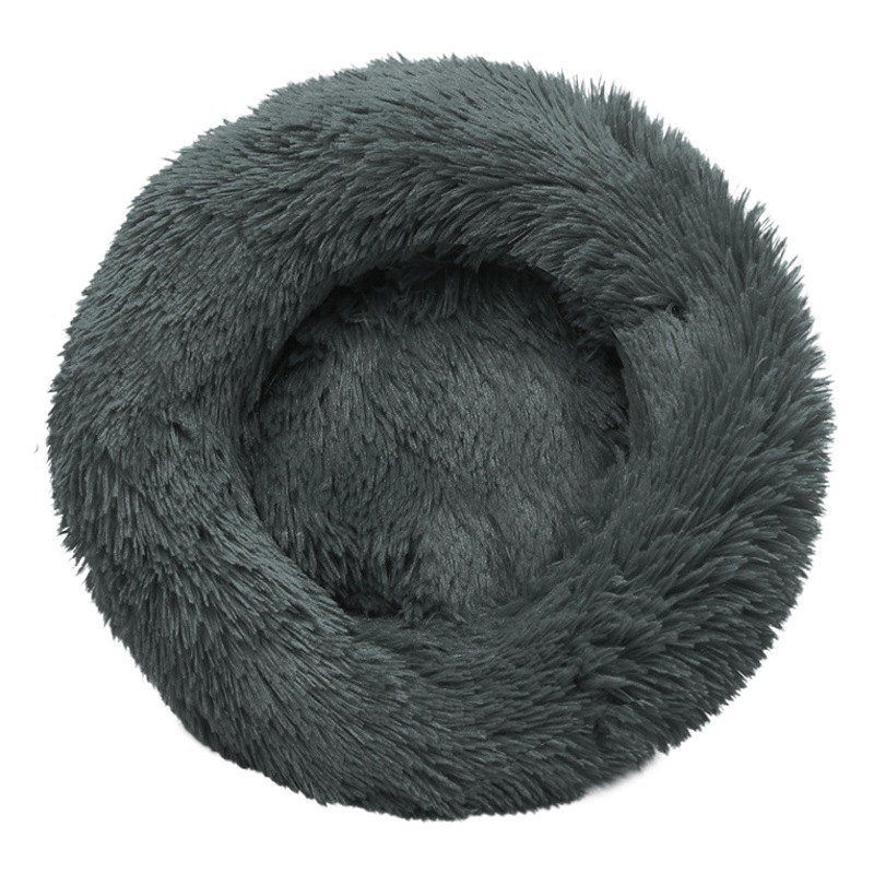 Gran número de fabricantes en stock de invierno ronda de felpa pequeño mediano nido de gato casa perrera cama para mascotas suministros perro gato estera