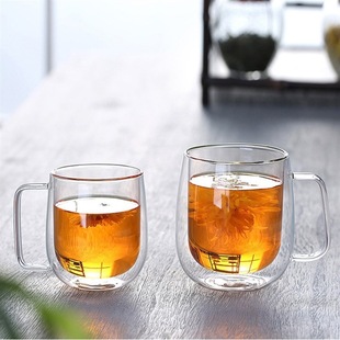 High Borosilicate Double-layer Transparent Glass Mug Transparent Belt Household Water Cup Tea Cup Coffee Cup Soaking Cup