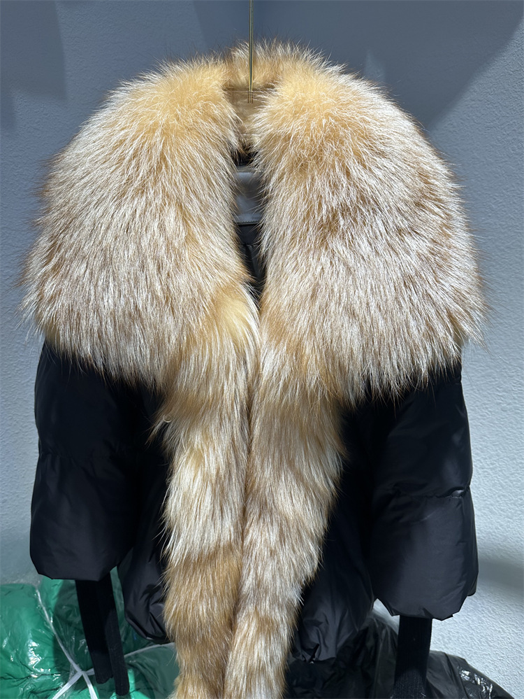 Women's Down Jacket With White Duck Down And Fur Short Coat_voghion.com