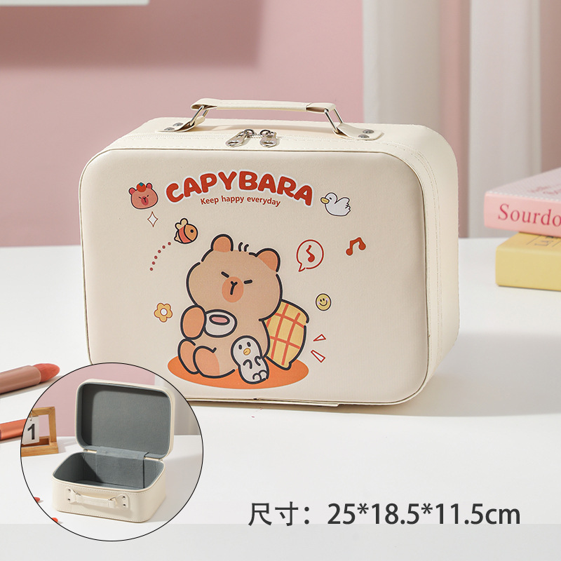 Caja de maquillaje de gran capacidad, bolsa de maquillaje portátil, caja de almacenamiento portátil, diseño de nicho de cosméticos multifuncional