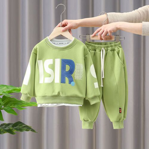 3128 Boys Spring Clothes Set  New Fashionable Boy Baby Internet Celebrity Spring and Autumn Sweater Children's Handsome Children's Clothes