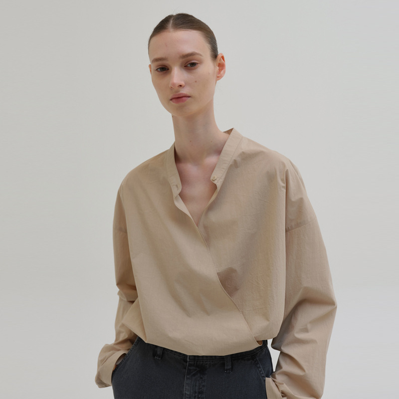 M*Ia Shirt for Women 2025 Spring and Autum New Niche Design Loose Design Asymmetrical Ins Style Long-Sleeved Shirt M*Ia Shirt for Women 2025 Spring and Autum New Niche Design Loose Design Asymmetrical Ins Style Long-Sleeved Shirt