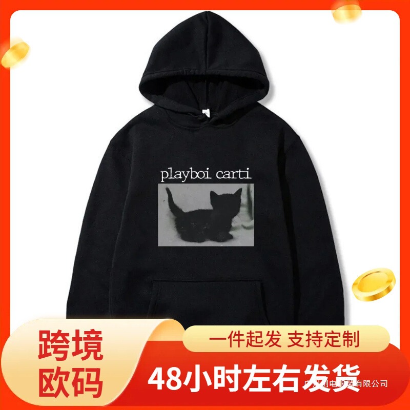 Playboi Carti Number Hip Hop Sweatshirt Cute Cat Print Sweatshirt Summer Sweatshirts Fashion Men's Top