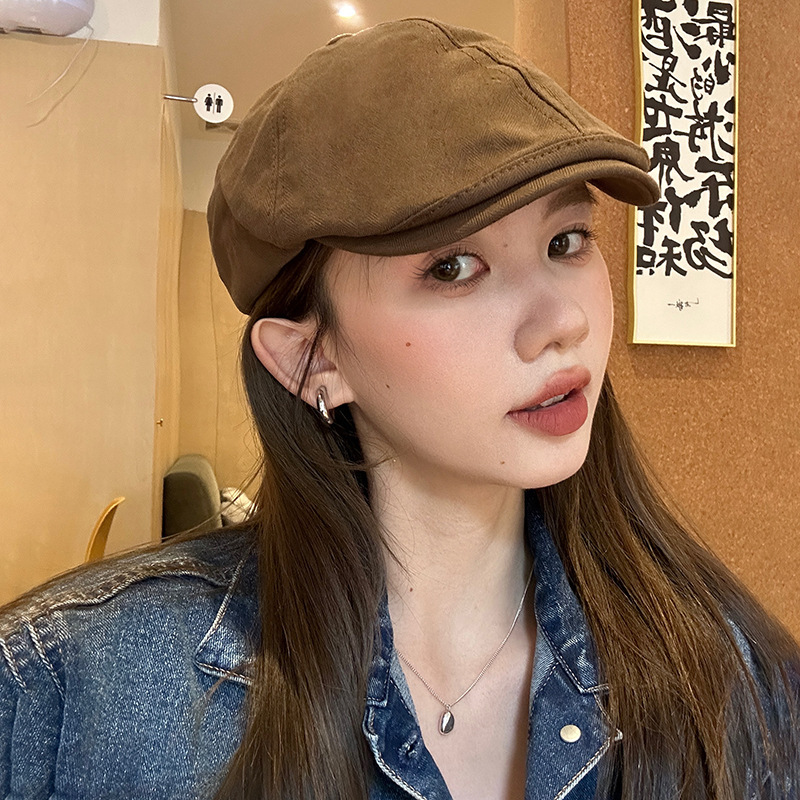 美ラード風復古前進帽女顕顔小鴨舌ベレー帽春秋新作新聞子供帽子小頭囲潮|undefined