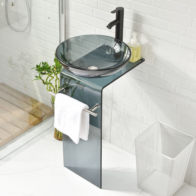 Bathroom Washbasin Combination Balcony Small Apartment Glass Washbasin Washbasin Simple Floor-Standing Washbasin