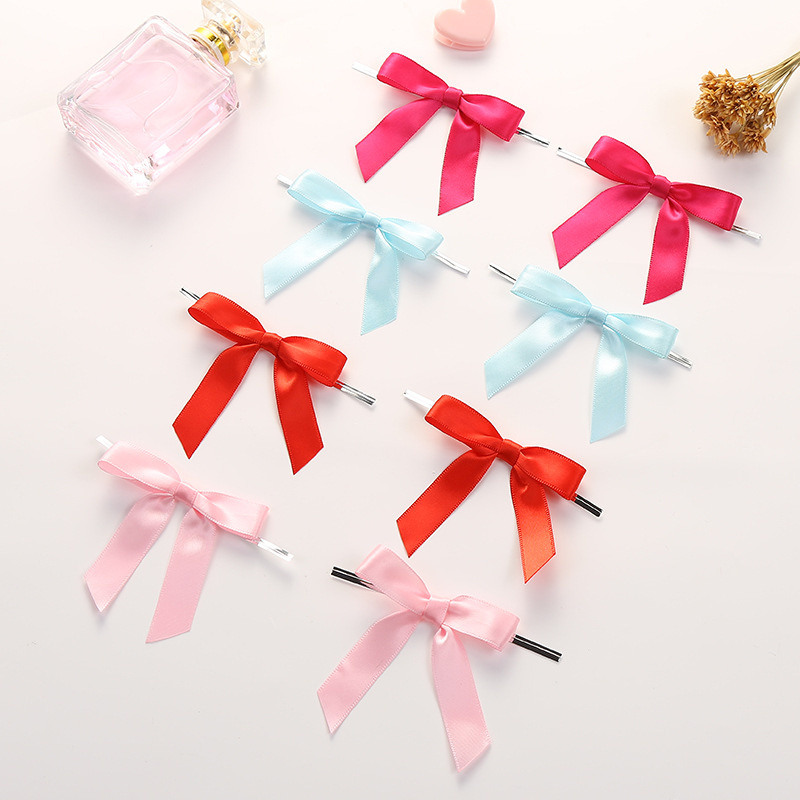 蝴蝶结透明扎丝金色扎丝蝴蝶结涤纶带丝带蝴蝶结平头丁字型蝴蝶结