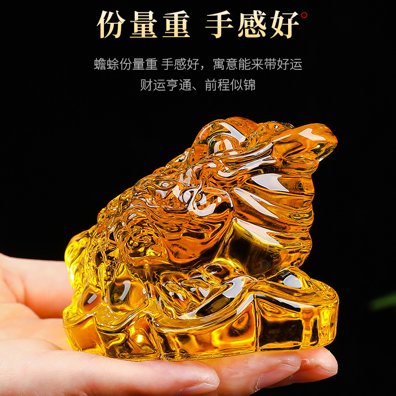 金ヒキガエル富クリスタルヒキガエル装飾品オープニング新築祝いホリデーギフトホームリビングルームオフィス装飾ティーペット|undefined