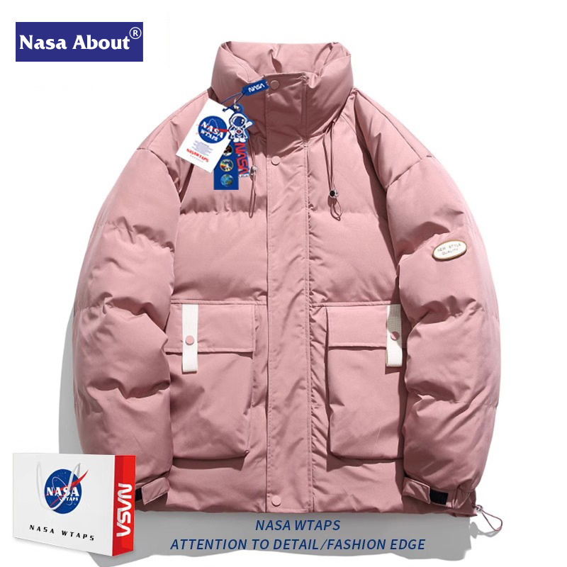 Marca de marea de la NASA, ropa de algodón de cuello vertical de hombre, ropa de algodón gruesa de invierno, ropa de pan suelta para hombres y mujeres.
