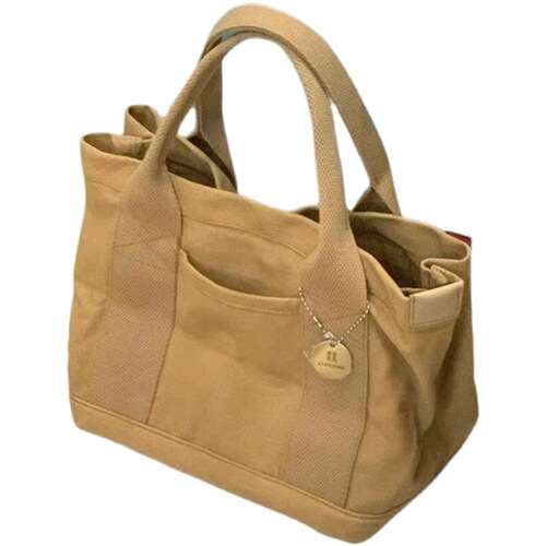 Japanese-Korean Separated Canvas Tote Lunch Bag Retro Student School Commute Bag Multi-Layer Handbag Crossbody Bag for Women
