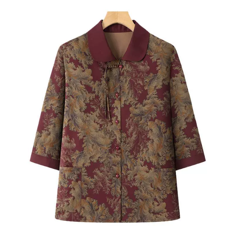 Летняя рубашка для женщин среднего и пожилого возраста, мода 2025 года, три четверти рукава, костюм для мамы