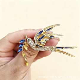 凤凰胸针喜鹊胸针高档铜镀金水钻喜鹊胸针厂家直销批发