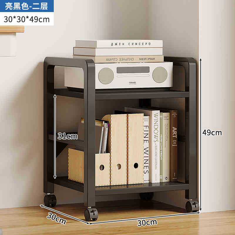 Estantería simple piso multi-capa de almacenamiento de hierro estrecha costura escritorio lateral móvil pequeña estantería estante