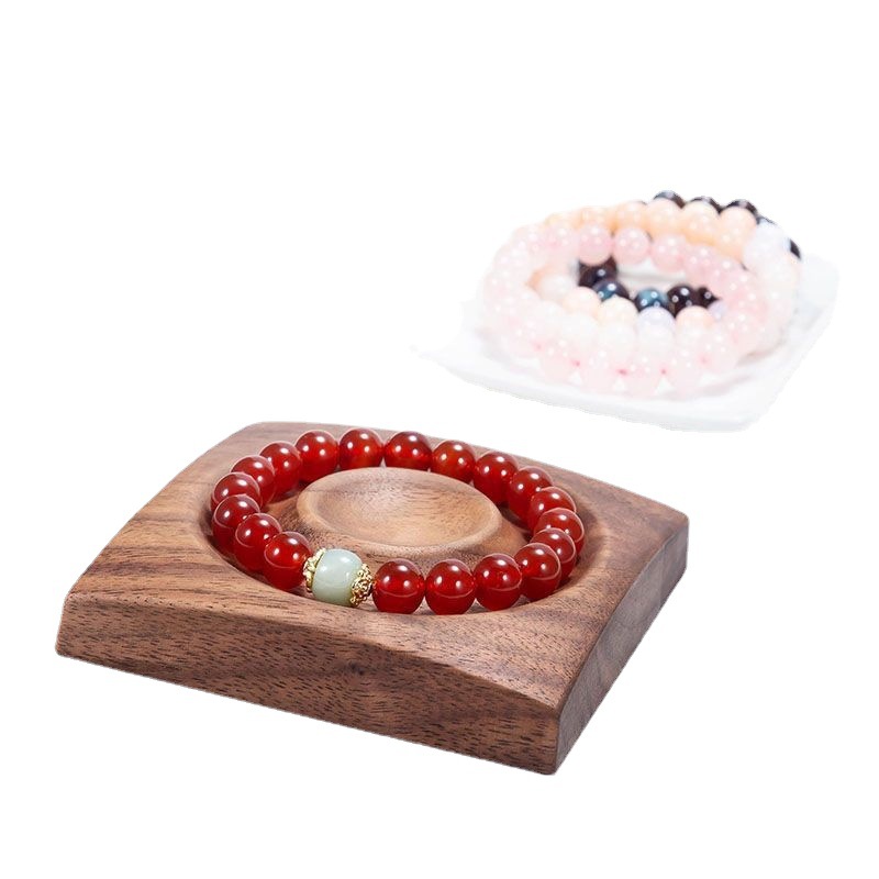 Chino antiguo estilo de la joyería de almacenamiento de fotos apoyos Nogal Negro pulsera bandeja de madera maciza pulsera de la placa de visualización