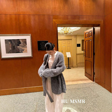 广州十三行HUMSMR冬上新羊驼毛松弛开衫大毛衣(59%羊驼毛)R008