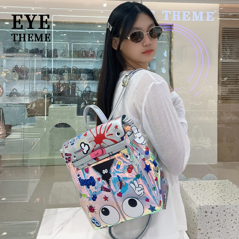 Personalidad de la nueva mochila de jalea material especial de color fantasma madre mochila de hombro tarjeta de bloqueo de estudiantes mujeres 2833 #