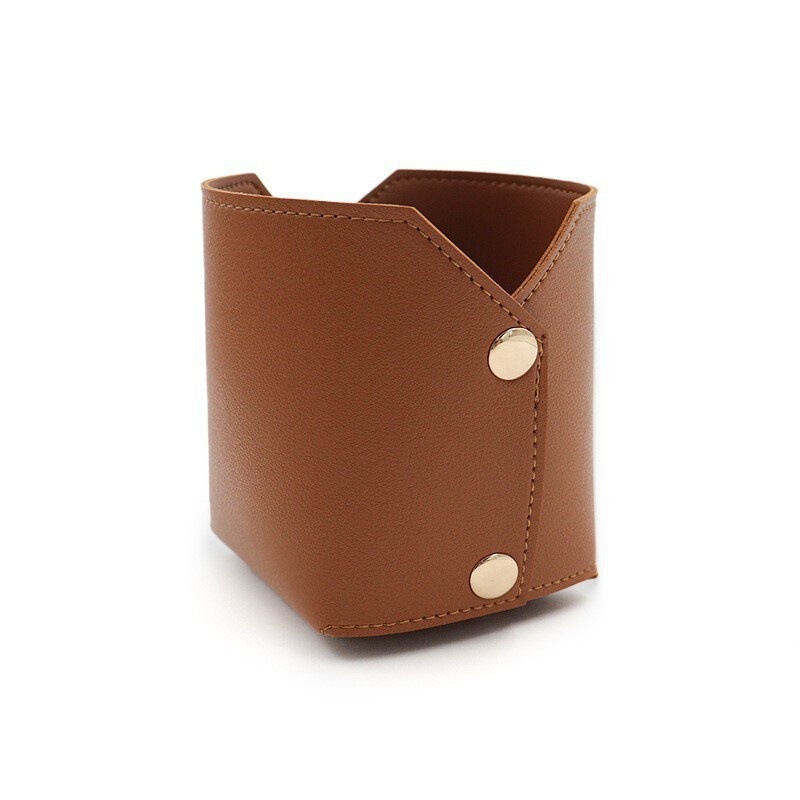 Ready-Stock Detachable Leather Pen Holder, Simple Desktop Storage Box, Office Makeup Brush Organizer, Stationery Storage