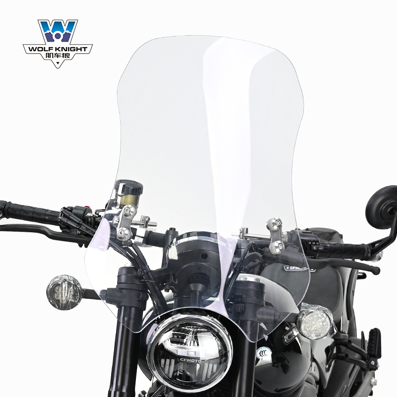 450CLC Modified – CF Moto Motorcycle front windshield - transparent-5mm-tempered-glass-55cm-high