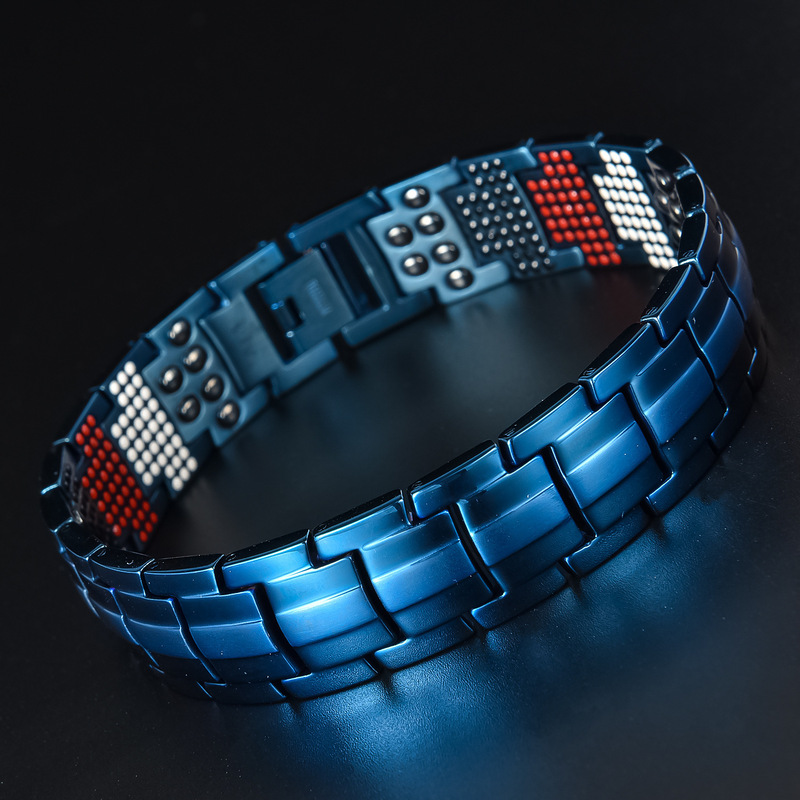 Cross-border Hot Sale Negative Ion Magnetic Bracelet Men's Removable Tide Cool Bracelet European and American Style Fashion Titanium Steel Bracelet