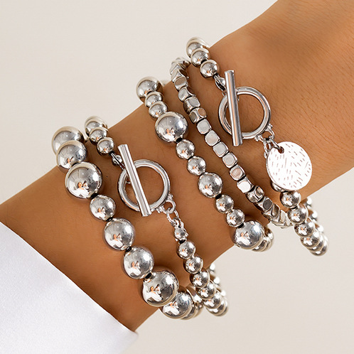25g Weight Alloy, Copper Pendant Material Bracelets Classification CCB Chain Material Beaded Chain Chain Type 1 Set Quantity Street Occasion CCB, Alloy, Copper Material Heart Shape Pattern Women's Gender Exaggerated, Streetwear Style Exaggerated Streetwear Heart Shape CCB Alloy Copper Beaded Chain Beaded Bracelets Wholesale 61